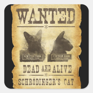 Wanted dead and alive.  Schroedinger's cat. Square Sticker