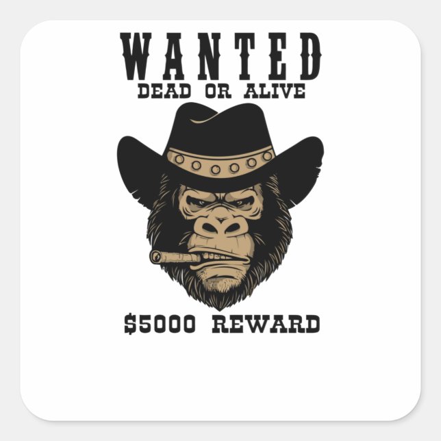 Wanted Dead or Alive Square Sticker (Front)