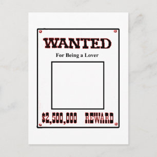 Wanted For Being A Lover Red The MUSEUM Zazzle Gif Postcard