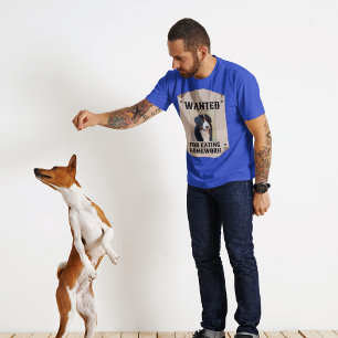 Wanted For Eating Homework Custom Dog Photo T-Shirt