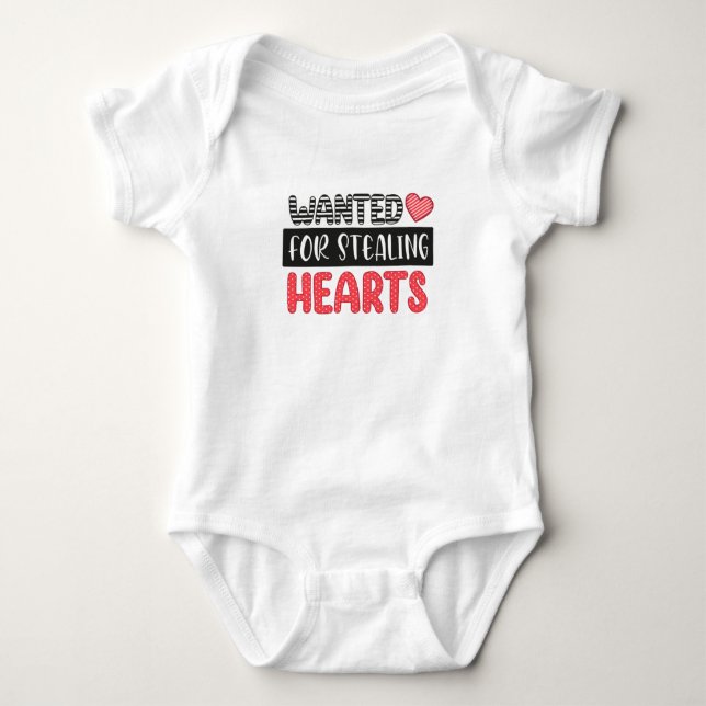 Wanted For Stealing Hearts Baby Bodysuit (Front)