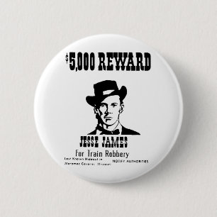 Wanted Jesse James 6 Cm Round Badge