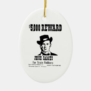 Wanted Jesse James Ceramic Tree Decoration
