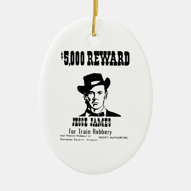 Wanted Jesse James Ceramic Tree Decoration (Front)
