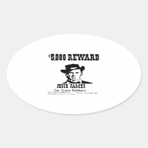 Wanted Jesse James Oval Sticker