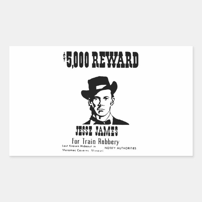 Wanted Jesse James Rectangular Sticker (Front)