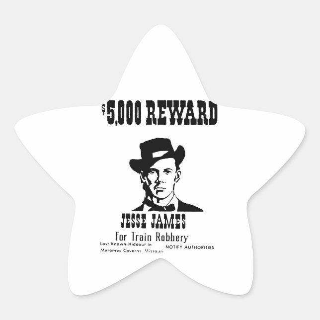 Wanted Jesse James Star Sticker (Front)