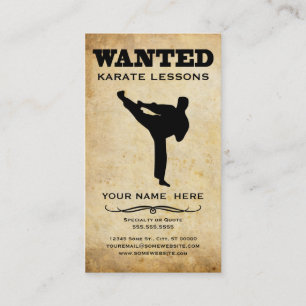 wanted : karate lessons business card