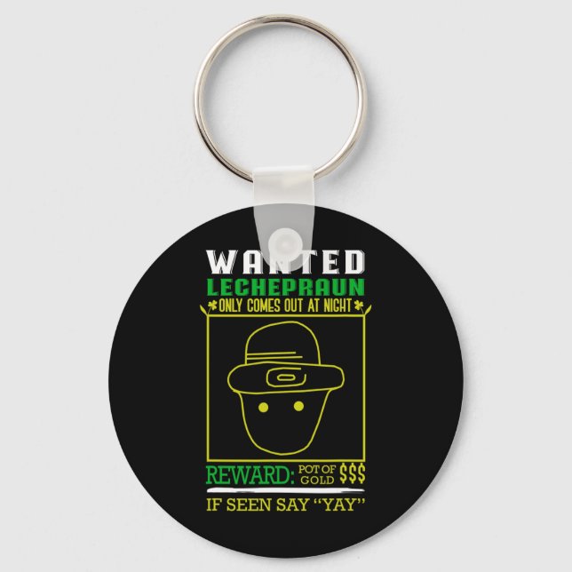 Wanted Leprechaun Gold Reward - Pot Of Gold  Key Ring (Front)
