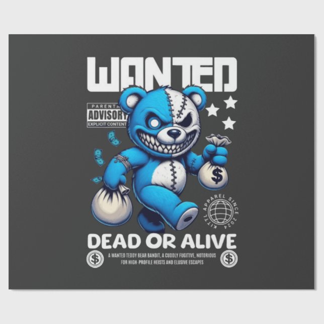 Wanted Outlaw Bear Gift Wrapping Paper  (Flat)