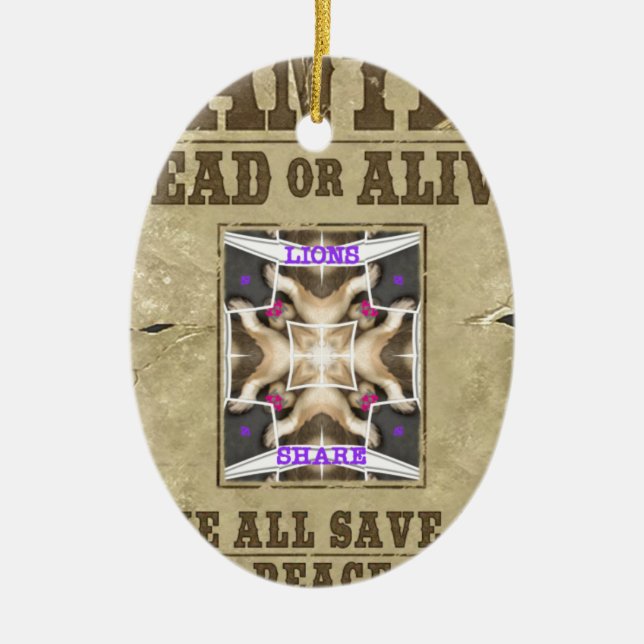 Wanted Peace Ceramic Ornament (Front)