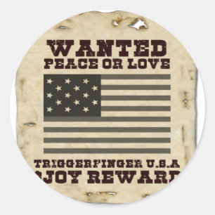 Wanted Peace Classic Round Sticker
