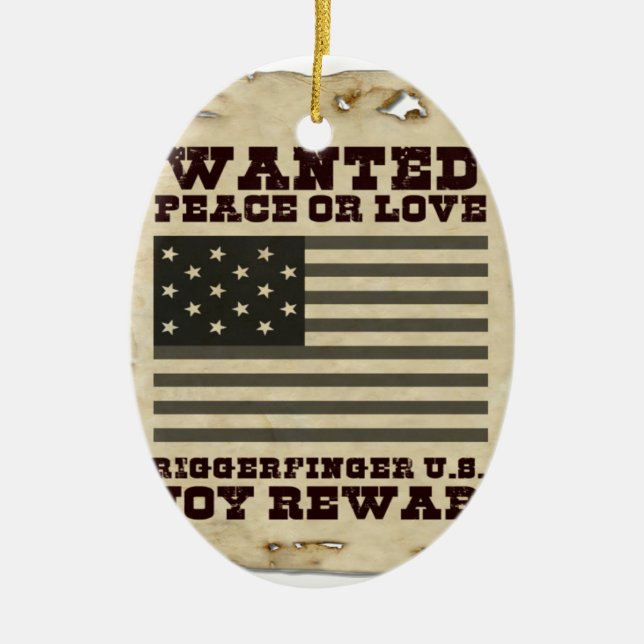 Wanted Peace Inspired Text Design Ceramic Ornament (Front)
