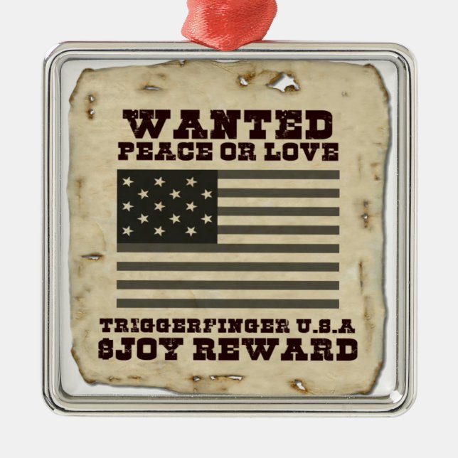 Wanted Peace Inspired Text Design Metal Ornament (Front)