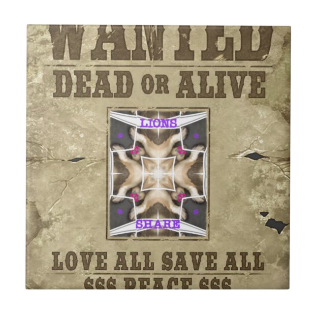 Wanted Peace, Love and Inspiration: Spread Harmony Ceramic Tile (Front)