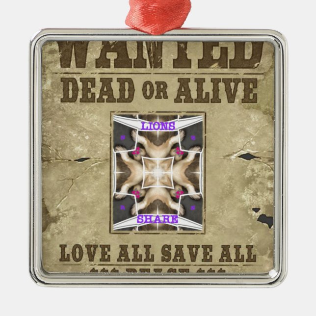 Wanted Peace Metal Tree Decoration (Front)