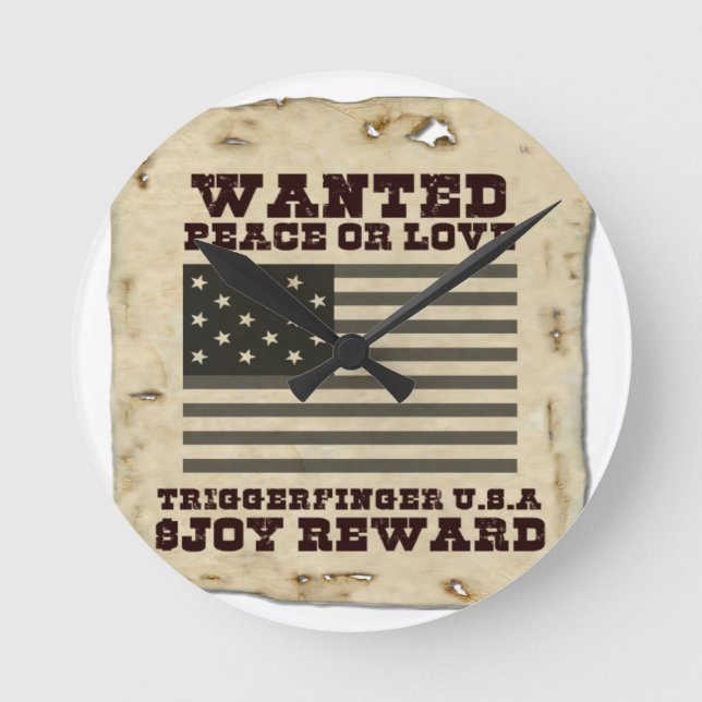 Wanted Peace Round Clock (Front)