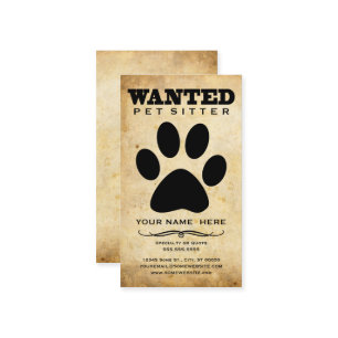 wanted pet sitter business card
