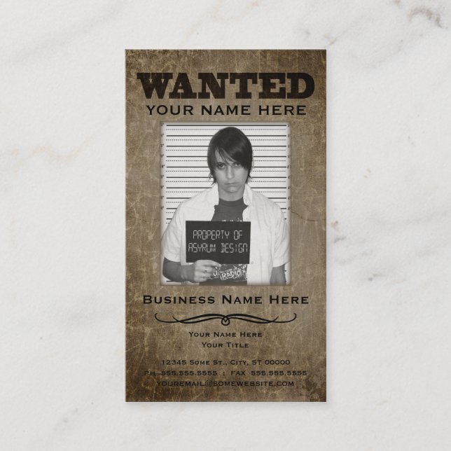 wanted poster business card (Front)