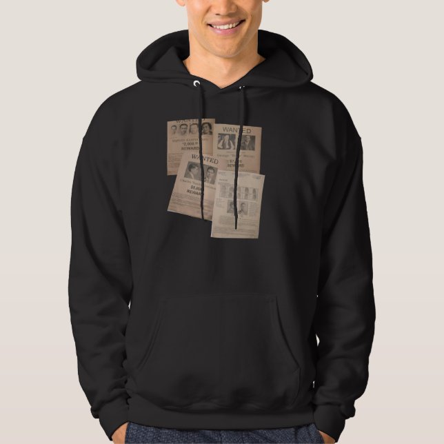 wanted poster collage cool hoodie design (Front)