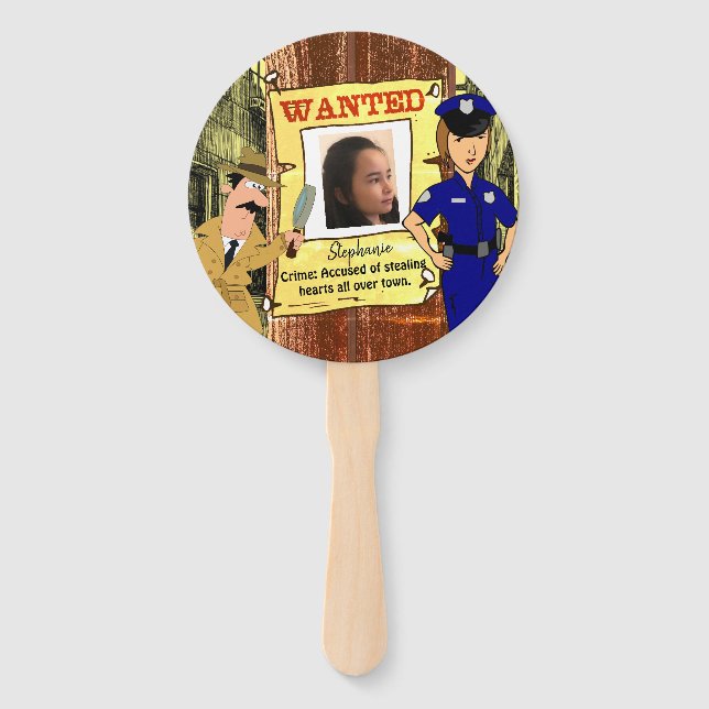 Wanted Poster Customisable Photo Hand Fan (Front)