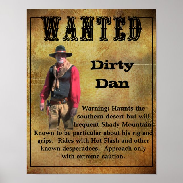 Wanted Poster Dirty Dan (Front)