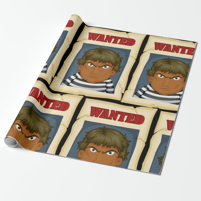 Wanted Poster Escaped Prisoner Convict Wrapping Paper (Unrolled)