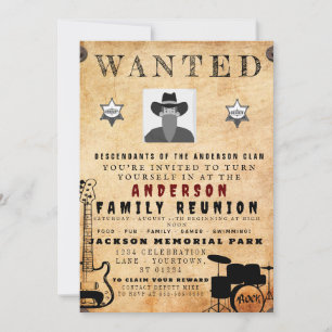 Wanted Poster Family Reunion Barbeque Invitation