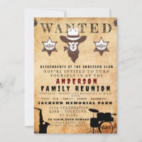 Wanted Poster Family Reunion Barbeque Invitation