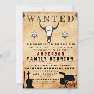 Wanted Poster Family Reunion Barbeque Invitation