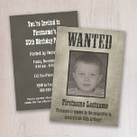 WANTED Poster Funny Birthday Invitation<br><div class="desc">USE A BLACK AND WHITE PHOTO! -- This has a sepia overlay that will turn your black and white photo into a sepia (antique) tone photo. --- Over the Hill or Wild West Theme -- Use for a birthday party or bachelor party</div>