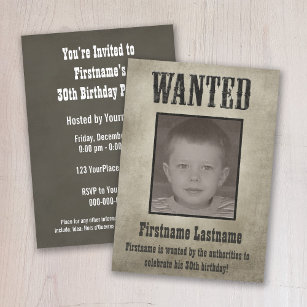 WANTED Poster Funny Birthday Invitation