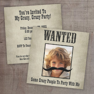 Wanted Poster Invitation - Move the moustache