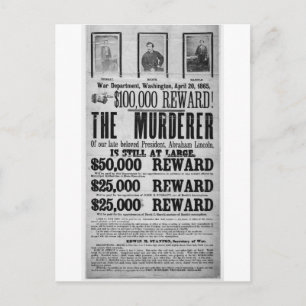 Wanted Poster Lincoln Assassination Conspirators Postcard