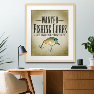WANTED poster - old fishing lures and collectibles