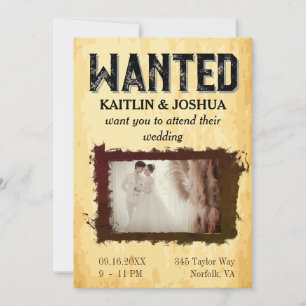 Wanted Poster 💍🤠 Old West Wedding Photo  Invitation