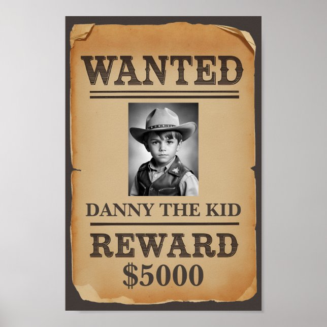 Wanted Poster - Personalised Wild West Cowboy (Front)