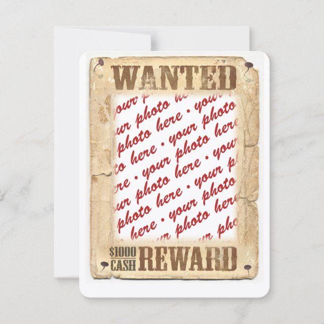 WANTED Poster Photo Frame Card (Front)