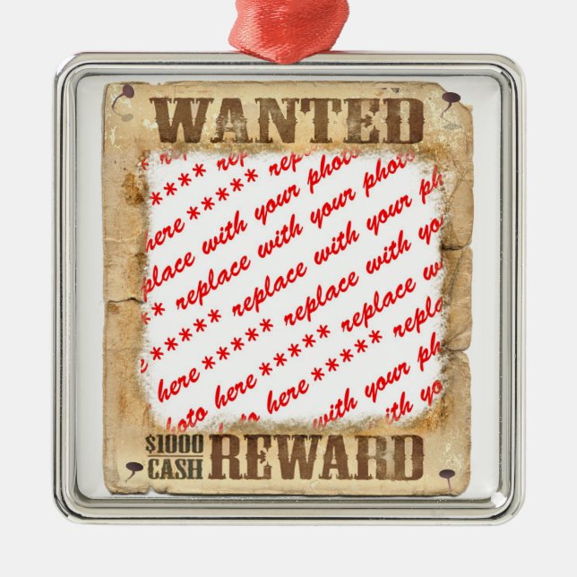 WANTED Poster Photo Frame Metal Tree Decoration (Front)