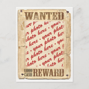 WANTED Poster Photo Frame Postcard