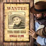 Wanted Poster | Vintage Wild West Photo Template<br><div class="desc">Make your own wanted poster. Our vintage Wild West wanted poster is a fun gift for friends and family that's incredibly easy to customise. Upload your own photo and our template will automagically convert to a retro sepia look. Adjust the wanted text. Add your name and message, and you're done!...</div>