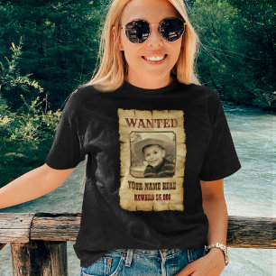 Wanted Poster   Vintage Wild West Photo Template T-Shirt