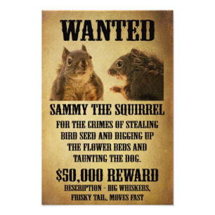 Wanted Poster with Squirrel
