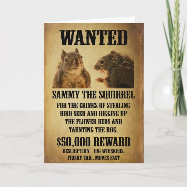 Wanted Poster with Squirrel Card (Front)