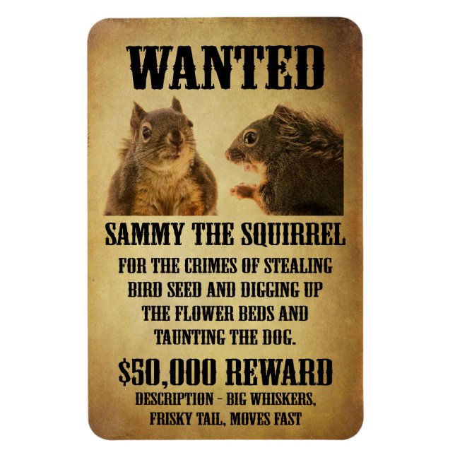 Wanted Poster with Squirrel Magnet (Vertical)