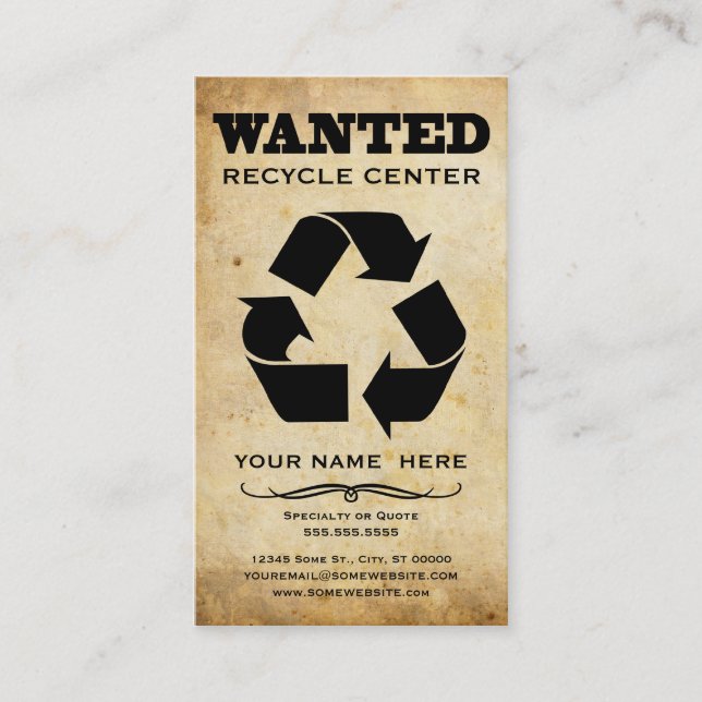wanted : recycle centre business card (Front)