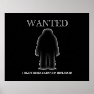 Wanted Sasquatch In Woods Shadow Effect Poster