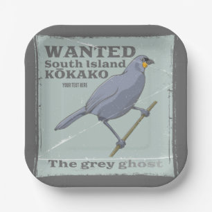 Wanted South Island Kokako Paper Plate