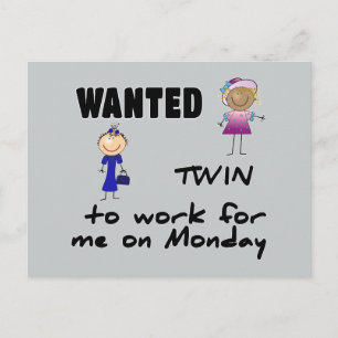 wanted twin ... girls postcard