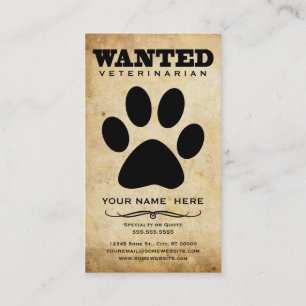 wanted : veterinarian business card
